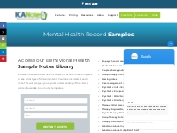 Mental Health Record Samples | Psychiatry   Therapy Notes | ICANotes