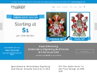iMaker Digitizing - $1/1000 Stiches Embroidery Digitizing Service USA 